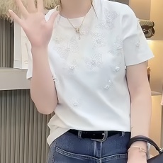 批发2026新款欧货美式闪钻钉珠蝴蝶重工烫钻体恤宽松圆领短袖短袖<b class='q'>T</b><b class='q'>恤</b>