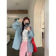 批发【原版走线工整，适合品质店铺】黄蓝色<b class='q'>格子衬衫</b>格纹衬衣实价