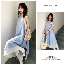 批发<b class='q'>背心</b>吊带连衣裙子女2026夏季新款海边度假网纱宽松气质长裙高级感