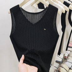 批发实拍胖mm针织衫<b class='q'>宽松</b>V领性感针织背心大码女装外穿无袖吊带上衣