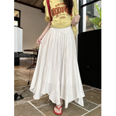 批发实拍 温柔风设计感不规则拼接半身裙女新款气质飘逸垂感a字长裙