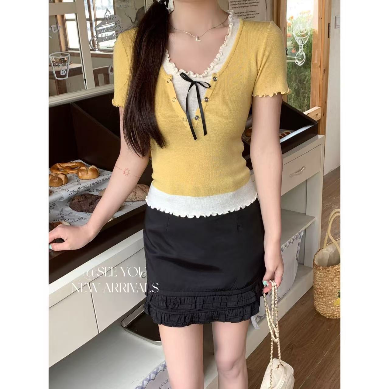 FA13497# 春夏甜美缎面...
