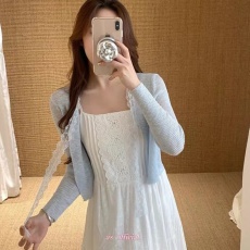 批发花边v领竹节麻针织防晒开衫女26夏季新款<b class='q'>薄</b>款小坎肩外搭罩衫上衣