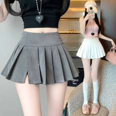 批发实拍春夏新款高腰开叉<b class='q'>百褶</b>裙女性感辣妹防走光超短裙A字<b class='q'>半身裙</b>