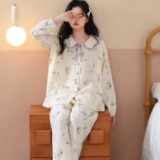 批发纯棉纱布长袖月子服春秋孕妇睡衣哺乳服<b class='q'>夏</b>孕期产后可调节家居服