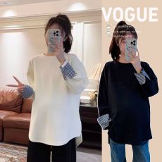 批发<b class='q'>孕妇装</b>春秋季新款长袖卫衣宽松中长款卡通<b class='q'>上衣</b>洋气假两件卫衣