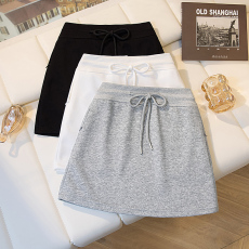 批发实拍胖mm休闲运动灰色短裙女黑色a字裙子<b class='q'>大码</b>卫裙半身裙包臀半裙