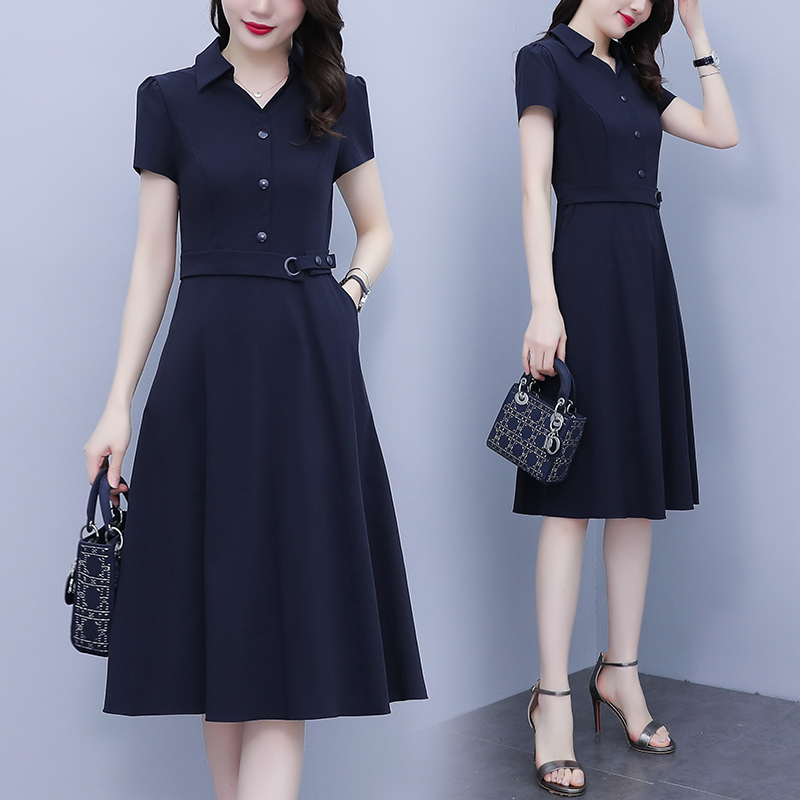 MY3590# 夏季新款大码女装气质显瘦腰带连衣裙女裝貨源服裝批發
