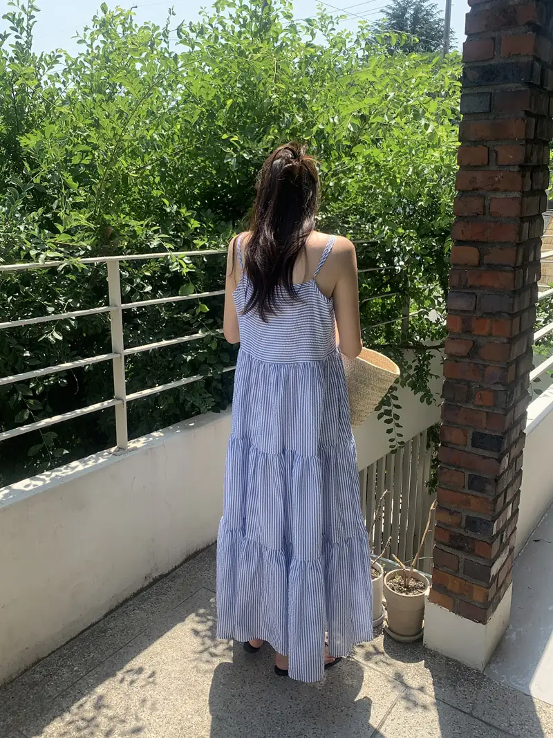 스트라이프 슬리브리스 원피스 상세 이미지 17