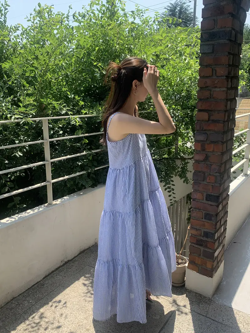 스트라이프 슬리브리스 원피스 상세 이미지 18