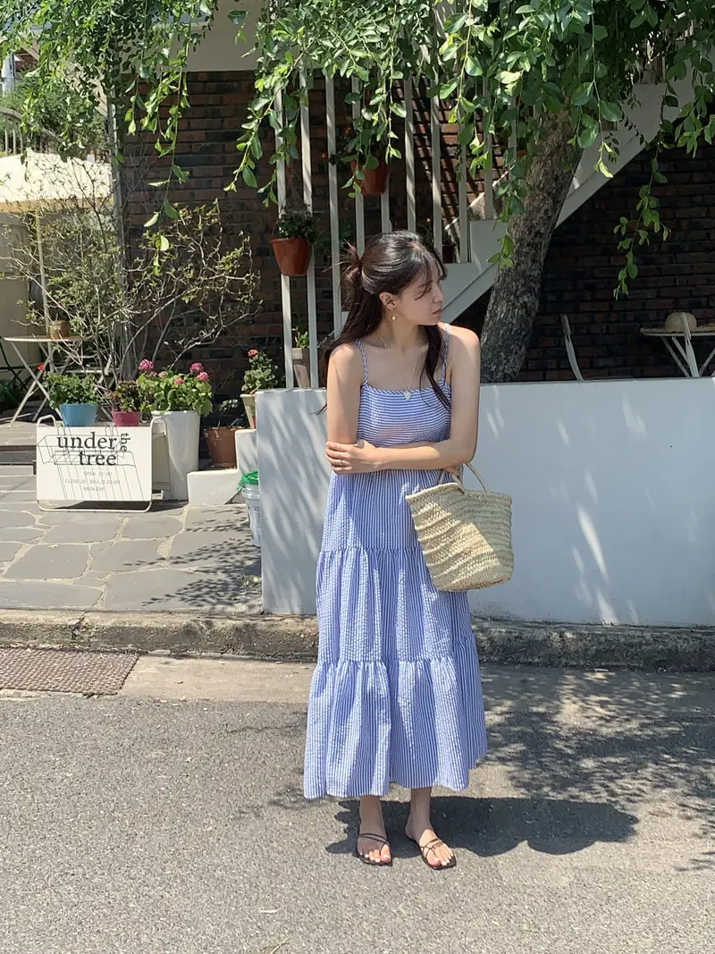 스트라이프 슬리브리스 원피스 상세 이미지 33