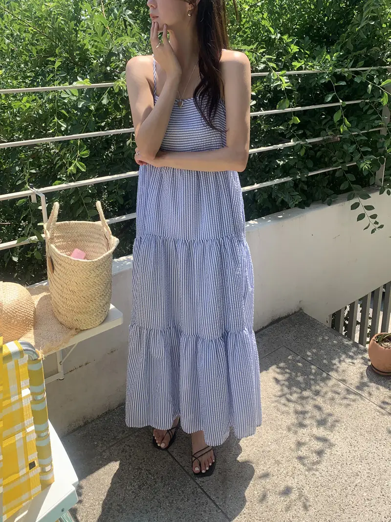 스트라이프 슬리브리스 원피스 상세 이미지 38