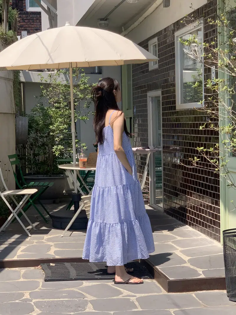 스트라이프 슬리브리스 원피스 상세 이미지 43