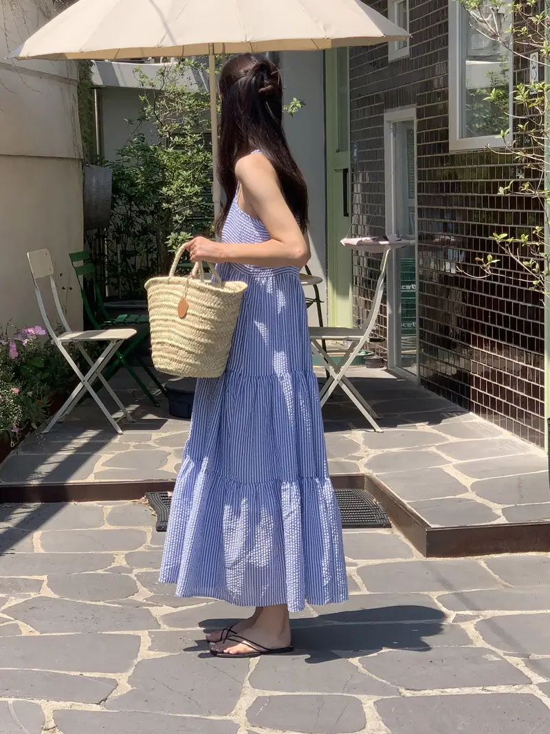 스트라이프 슬리브리스 원피스 상세 이미지 45