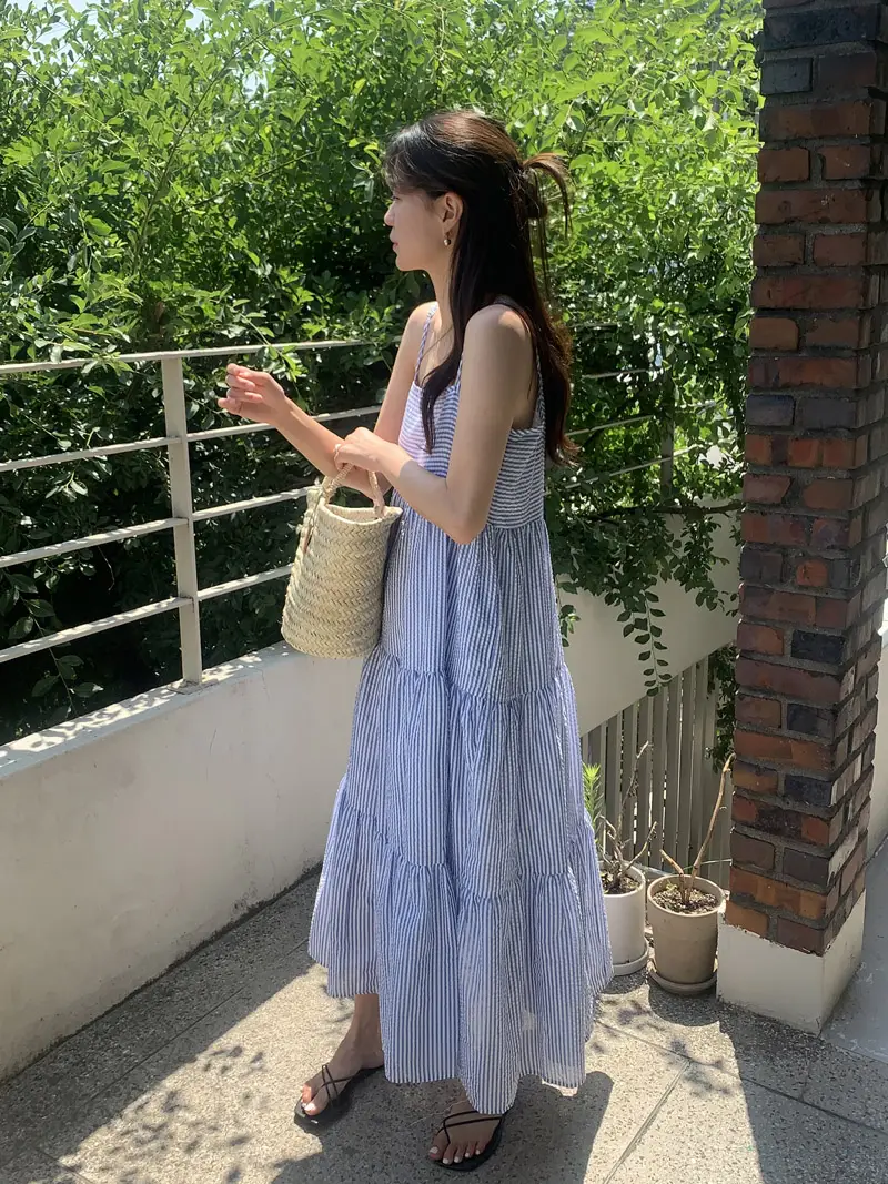 스트라이프 슬리브리스 원피스 상세 이미지 46