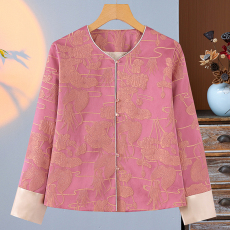 批发<b class='q'>杨幂</b><b class='q'>同款</b>新款潮流国风优雅舒适印花提花圆领中式唐装休闲短外套女