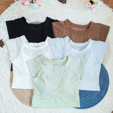 批发新款蕾丝抹胸女网红细肩带方领一体杯螺纹吊带显瘦百搭背心打底衫