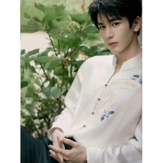 批发2025新款新中式立领男女款衬衫长袖飞鹤苏绣刺绣复古国风男上衣