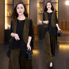 批发高级感气质轻奢<b class='q'>套装</b>2026夏新款纯色上衣+马甲+长裤三件套