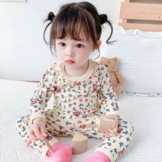 批发儿童韩系秋衣秋裤宝宝保暖校服神器秋冬<b class='q'>婴儿</b>家居服碎花女童睡衣