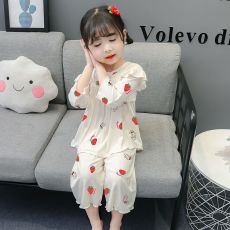 批发<b class='q'>儿童</b>夏季七分袖睡衣女宝宝空调服透气可爱公主<b class='q'>内衣</b>女童薄款家居服