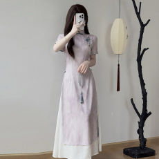 批发奥黛改良旗袍裙子年轻款少女日常可穿复古国风新中式禅意<b class='q'>连衣裙</b>夏