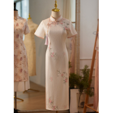 批发粉色旗袍2026夏季中式改良年轻款少女气质高端高贵淑女