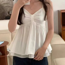 批发韩国东大门春季新款吊带背心女百搭款白色吊带背心裙