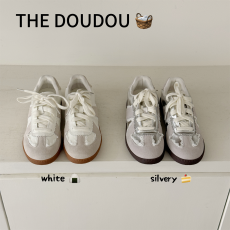 批发现韩国东大门代购25春新ins博主款<b class='q'>休闲</b>银色系带牛筋底德训鞋板鞋