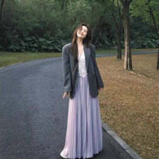 批发春秋搭配一整套<b class='q'>大码</b>胖mm西装外套百褶半身裙韩系气质高级套装裙女