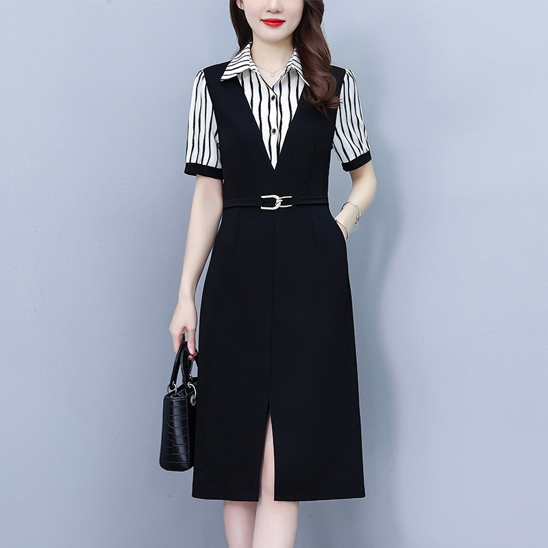 RY898# 女装连衣裙2026夏季新款气质韩版显瘦时尚收腰裙子中年妈妈假...