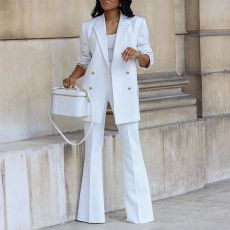 批发2026春季新款大码女装气质时尚套装纯色<b class='q'>休闲</b>西装阔腿裤<b class='q'>西服</b>两件套