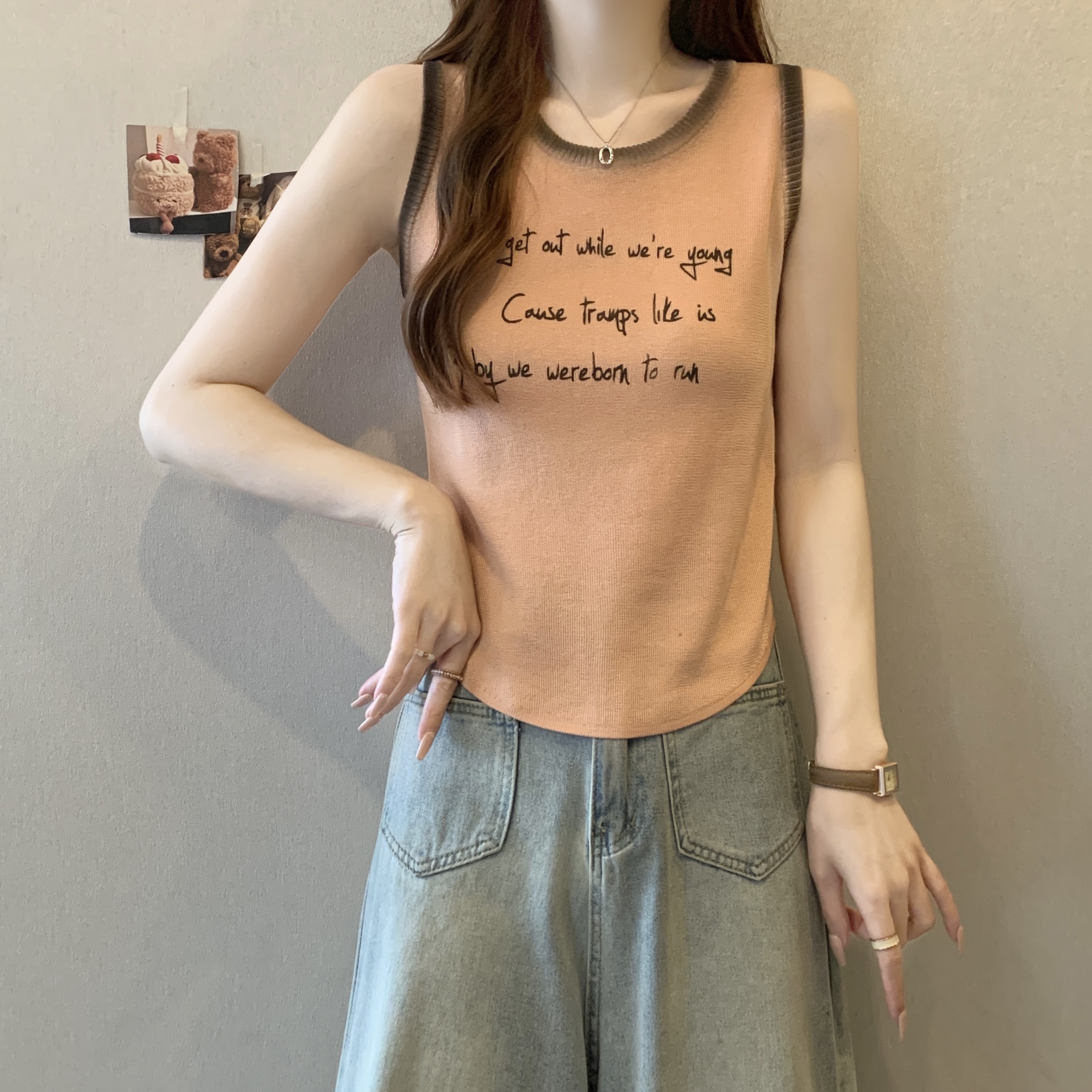 MY3063# 针织吊带背心女外穿夏季大码胖mm显瘦遮肚子内搭无袖上衣女裝貨源服裝批發