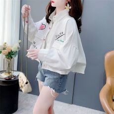 批发欧州站手绘涂鸦牛仔外套女春秋季新款宽松百搭牛仔外套女