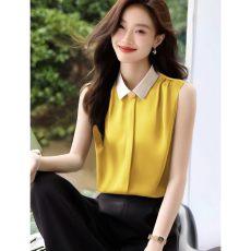批发实拍重磅仿真丝2026新款夏百搭<b class='q'>衬衫</b>气质背心优雅翻领<b class='q'>职业</b>上衣