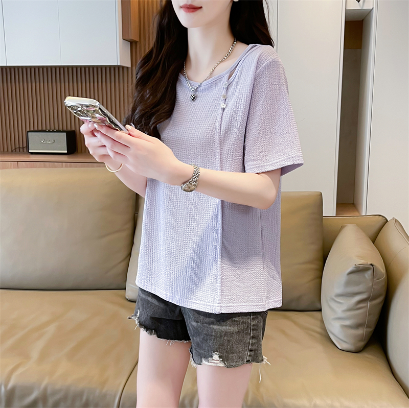 MY5452# 棉质网红ins潮超火短袖t恤女夏季宽松休闲设计感小众百搭上衣女裝貨源服裝批發