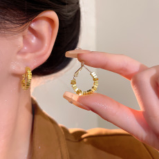 批发轻奢小众高级感碎银几耳圈耳环女时尚百搭气质C形耳钉耳饰品批发