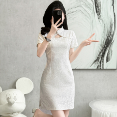 批发2026日常可穿法式旗袍蕾丝镂空年轻款少女复古中国风改良<b class='q'>连衣裙</b>夏