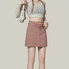 批发纯欲风个性高腰牛仔短裙女春夏季设计感防走光包臀A字半身牛仔裙