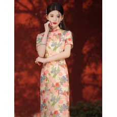 批发新款改良版中国风旗袍2026夏季年轻款女新中式复古玫瑰印花连衣裙