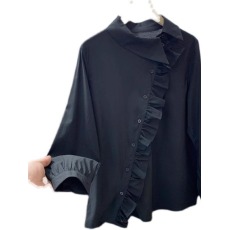 批发品牌折扣女装专柜撤柜尾货欧货荷叶边斜纽扣<b class='q'>衬衫</b>别致<b class='q'>衬衣</b>洋气上衣