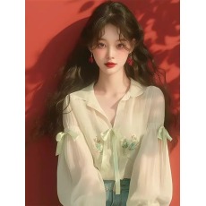 批发品牌折扣女装专柜撤柜尾货清仓雪纺<b class='q'>衬衫</b>甜美公主风独特超好看上衣