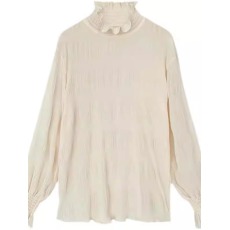 批发外贸法国单女装清仓<b class='q'>品牌</b>剪标超仙半高领雪纺打底衫洋气内搭薄上衣