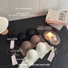 批发反重力3D立体果冻无肩带防滑无钢圈无痕内衣女小胸聚拢透气文胸罩