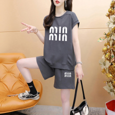 批发官图特价纯棉后包领21支200克2025夏季休闲运动短袖<b class='q'>T</b><b class='q'>恤</b>短裤女套装