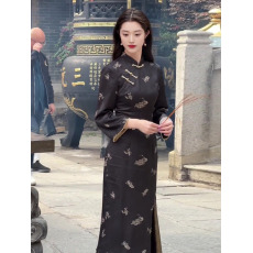 批发<b class='q'>红色</b>旗袍日常可穿改良年轻款少女订婚<b class='q'>礼服</b>敬酒服新中式针织连衣裙