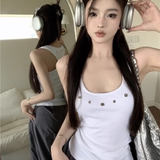 批发实价 40支纯棉210克92棉/8氨纶柳钉工字型修身吊带背心