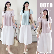 批发实拍现  <b class='q'>百搭</b>折折设计感衬衫+半身裙孕妇套装