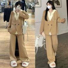 批发2025春<b class='q'>秋</b>新款气质时尚运动卫衣套装女大码宽松上衣阔腿长裤两件套