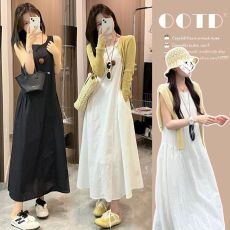 批发爆款2026春<b class='q'>夏</b>季纯色简约无袖背心裙＋冰丝防晒衫套装显瘦宽松冰凉